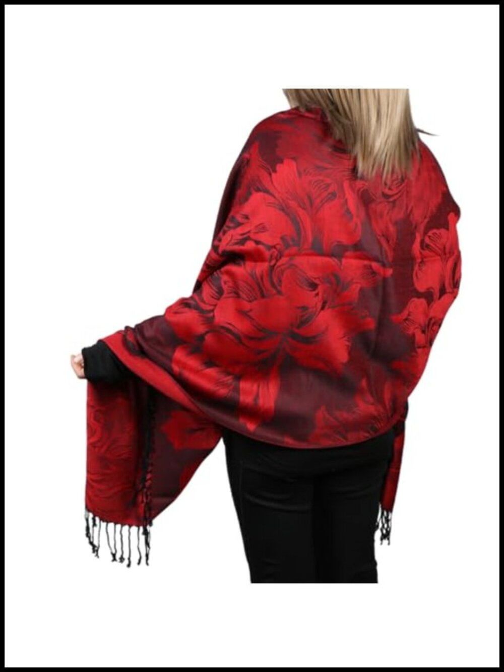 Pashmina Shawl Wrap Reversible Floral Scarf 100% Acrylic